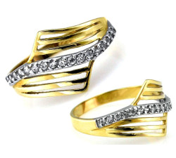 Złoty pierścionek z cyrkoniami 14k - Trendy dla kobiet