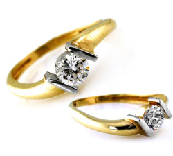 Pierścionek złoty zaręczynowy 585 z białym złotem na prezent