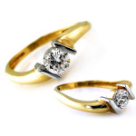 Pierścionek złoty zaręczynowy 585 z białym złotem na prezent