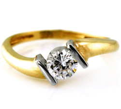 Pierścionek złoty zaręczynowy 585 z białym złotem na prezent