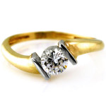 Pierścionek złoty zaręczynowy 585 z białym złotem na prezent