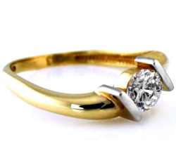 Pierścionek złoty zaręczynowy 585 z białym złotem na prezent