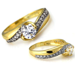 Złoty pierścionek 585 zdobiony cyrkoniami na prezent