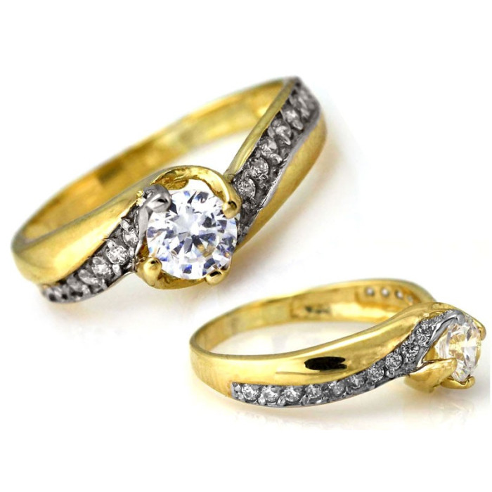 Złoty pierścionek 585 zdobiony cyrkoniami na prezent