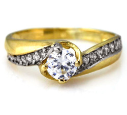 Złoty pierścionek 585 zdobiony cyrkoniami na prezent