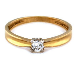 Pierscionek złoty z oczkiem zaręczynowy wzór