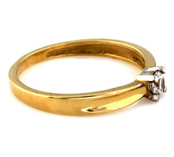 Pierscionek złoty z oczkiem zaręczynowy wzór