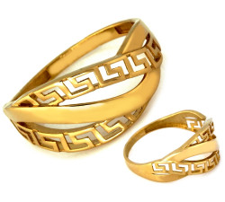 Złoty pierścionek z greckim wzorem, dla kobiet