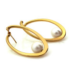 Kolczyki złote 585 wiszące sztywne z perłą angielskie