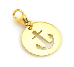 Złota przywieszka charms do bransoletki 14K okrągły wisiorek kotwica