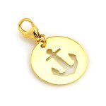 Złota przywieszka charms do bransoletki 14K okrągły wisiorek kotwica