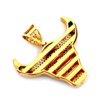 Złota zawieszka 585 subtelna elegancka duża głowa byka wysadzana białymi cyrkoniami na prezent