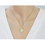 Zawieszka złota 585 ponadczasowy kształt łzy medalik Matka Boska z Dzieciątkiem