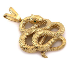 Złota zawieszka 585  wąż elegancki modny design popularny na łańcuszek na prezent