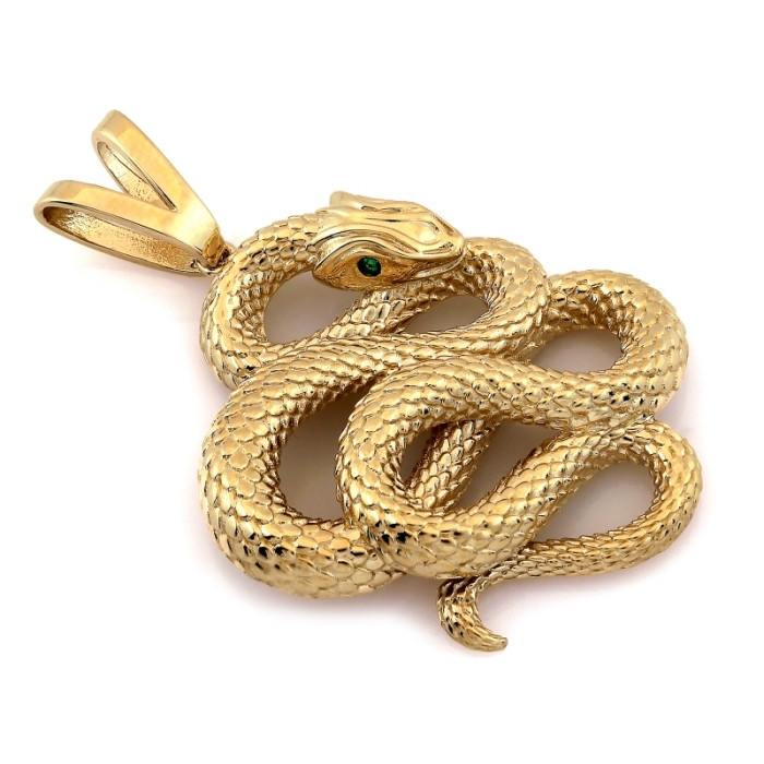 Złota zawieszka 585  wąż elegancki modny design popularny na łańcuszek na prezent