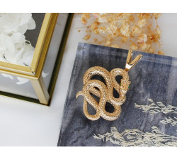 Złota zawieszka 585  wąż elegancki modny design popularny na łańcuszek na prezent