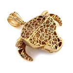 Złota zawieszka 585 subtelna modna duża głowa byka ze zdobieniami biała cyrkonia