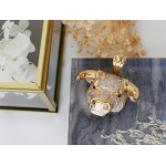 Złota zawieszka 585 subtelna modna duża głowa byka ze zdobieniami biała cyrkonia