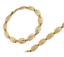 Bransoletka złota 375 szeroka z diamentowymi elementami