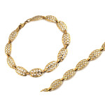 Bransoletka złota 375 szeroka z diamentowymi elementami