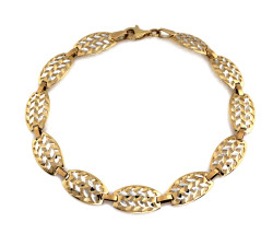 Bransoletka złota 375 szeroka z diamentowymi elementami