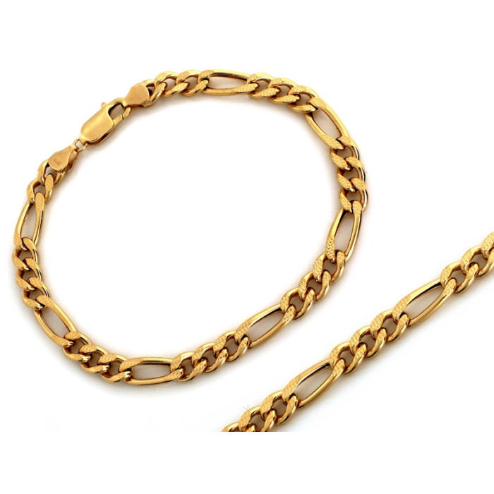 Złota bransoletka 585 o splocie figaro łańcuszkowa