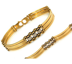 Bransoletka ze złota 585 elementowa z białym złotem