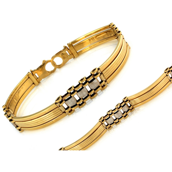 Bransoletka ze złota 585 elementowa z białym złotem