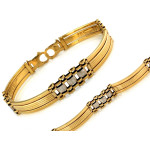 Bransoletka ze złota 585 elementowa z białym złotem