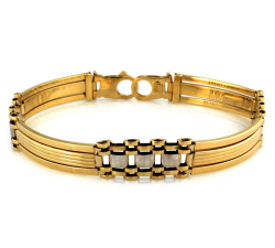 Bransoletka ze złota 585 elementowa z białym złotem