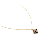 Złoty naszyjnik 585 z dużym motywem kwiatowym cyrkonie i czarnymi onyksami