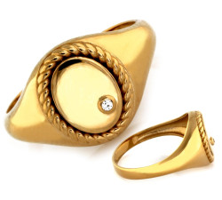 Sygnet złoty 585 subtelny z cyrkonią na prezent unisex