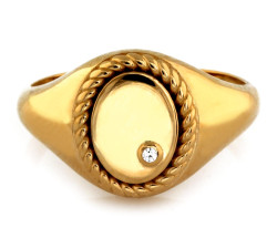 Sygnet złoty 585 subtelny z cyrkonią na prezent unisex