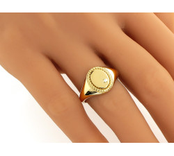 Sygnet złoty 585 subtelny z cyrkonią na prezent unisex