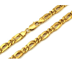Złoty łańcuch męski 585 gruby elegancki figaro błyszczący design
