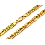 Złoty łańcuch męski 585 gruby elegancki figaro błyszczący design