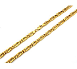 Złoty łańcuch męski 585 gruby elegancki figaro błyszczący design