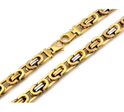 Gruby łańcuch złoty 585 męski królewski etruski z dwukolorowym białym złotem