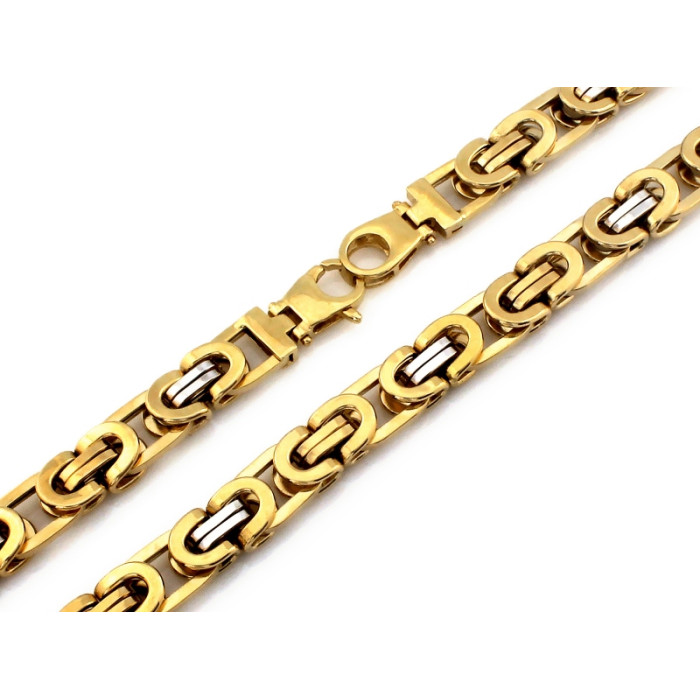 Gruby łańcuch złoty 585 męski królewski etruski z dwukolorowym białym złotem