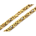 Gruby łańcuch złoty 585 męski królewski etruski z dwukolorowym białym złotem