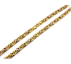 Gruby łańcuch złoty 585 męski królewski etruski z dwukolorowym białym złotem