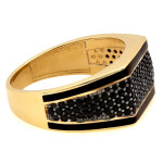 Sygnet złoty 585 z czarnymi cyrkoniami z czarnym rodem unisex