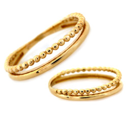 Pierścionek ze złota 375 obrączkowy z kuleczkami podwójny