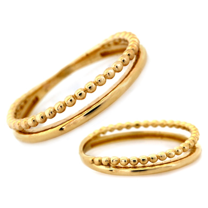 Pierścionek ze złota 375 obrączkowy z kuleczkami podwójny