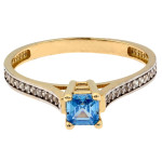 Pierścionek ze złota 585 niebieskie oczko z cyrkoniami
