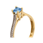 Pierścionek ze złota 585 niebieskie oczko z cyrkoniami