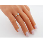 Pierścionek ze złota 585 niebieskie oczko z cyrkoniami