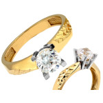 Złoty pierścionek 585 na zaręczyny z cyrkonią