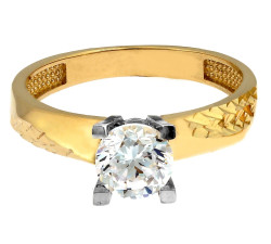 Złoty pierścionek 585 na zaręczyny z cyrkonią