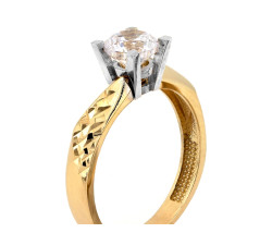 Złoty pierścionek 585 na zaręczyny z cyrkonią